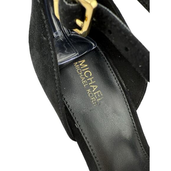Michael Kors Suede Strappy Pumps Black Size 7.5 M‎ NWB - Picture 4 of 11